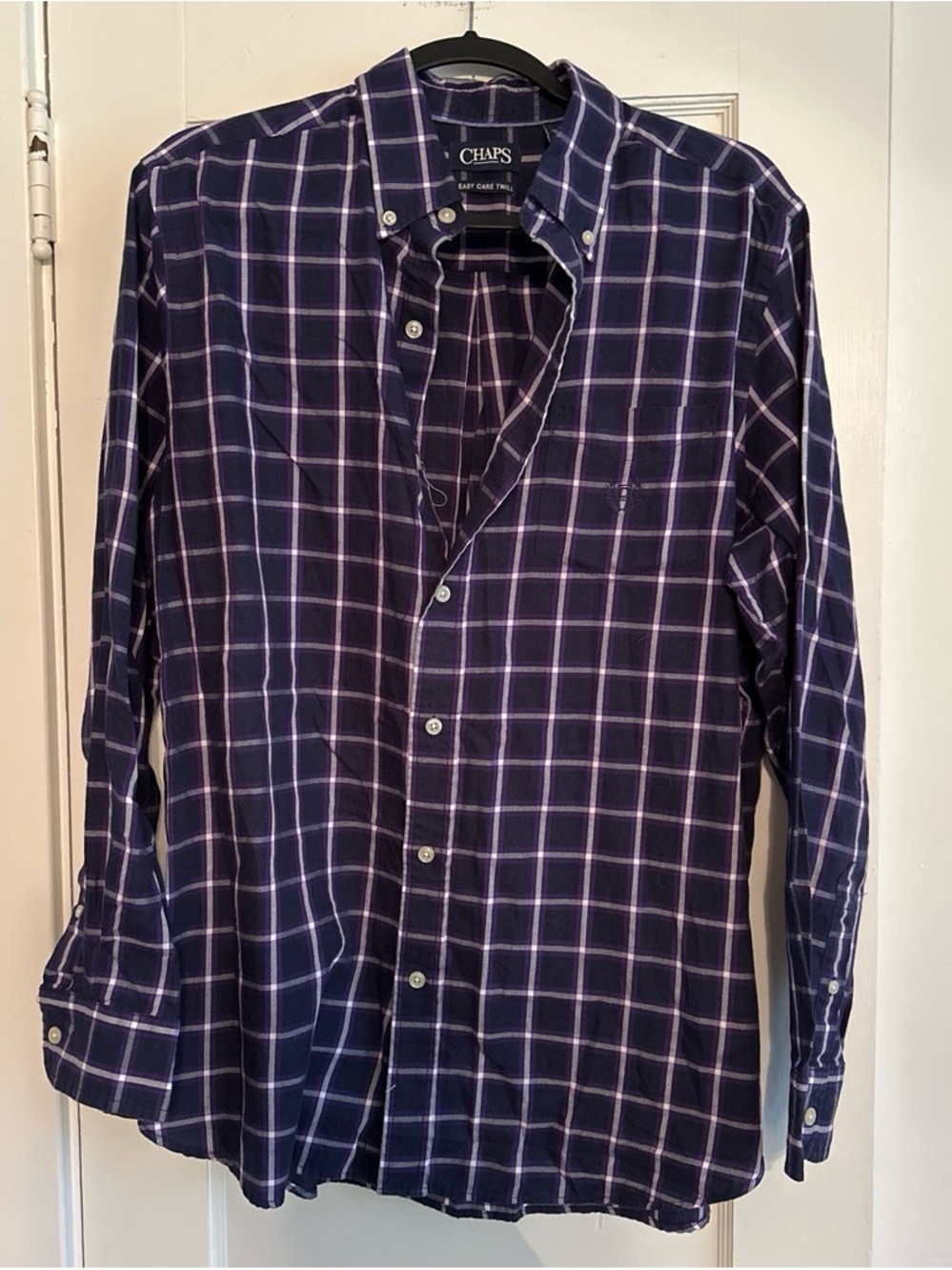 Chaps Men’s Purple Plaid Button-Down Shirt